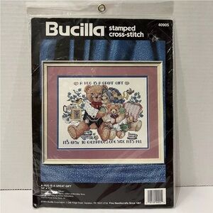 Bucilla Stamp Cross Stitch Kit 40905 A Hug Is A Great Gift Teddy Bears